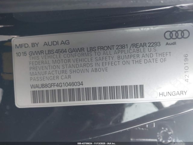 2016 AUDI A3 WAUB8GFF4G1046034 Photo 8