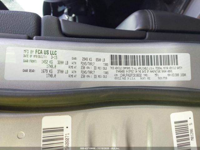 2015 JEEP GRAND CHEROKEE 1C4RJFAG2FC818632 Photo 8