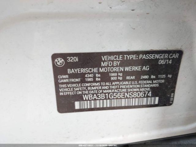 2014 BMW 320I WBA3B1G56ENS80674 Photo 8