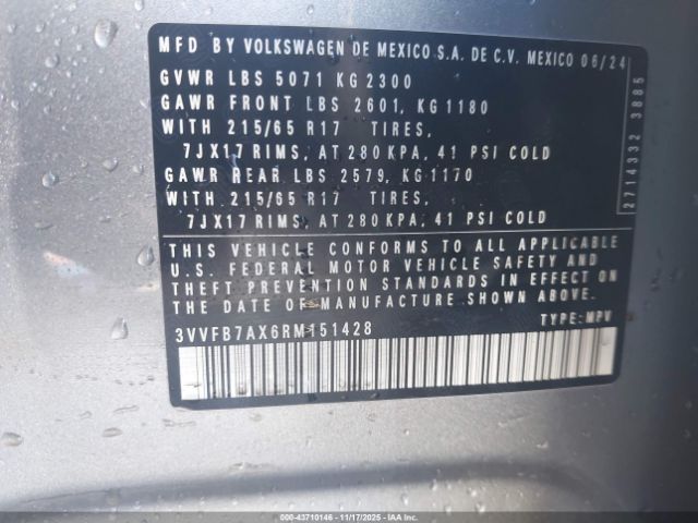 2024 VOLKSWAGEN TIGUAN 3VVFB7AX6RM151428 Photo 8