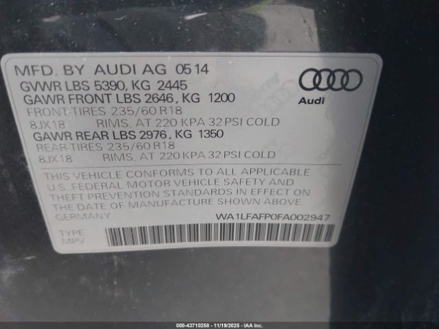 2015 AUDI Q5 WA1LFAFP0FA002947 Photo 8