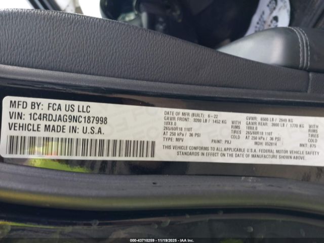 2022 DODGE DURANGO 1C4RDJAG9NC187998 Photo 8