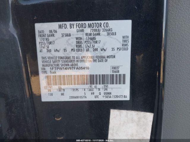 2007 FORD F-150 1FTPW14V97FA05410 Photo 8