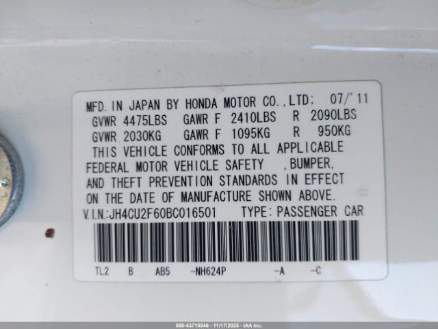 2011 ACURA TSX JH4CU2F60BC016501 Photo 8
