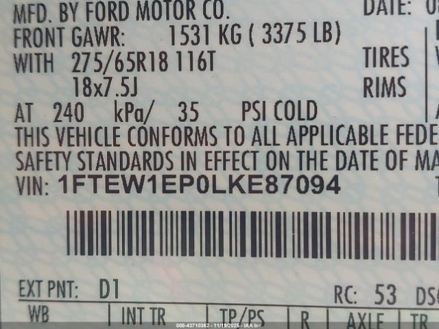 2020 FORD F-150 1FTEW1EP0LKE87094 Photo 8