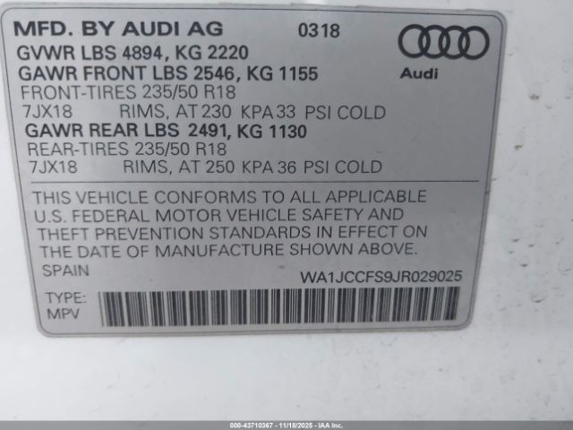 2018 AUDI Q3 WA1JCCFS9JR029025 Photo 8