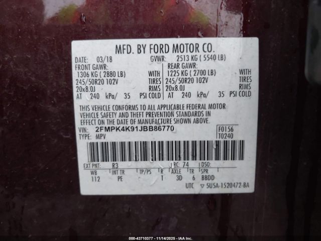 2018 FORD EDGE 2FMPK4K91JBB86770 Photo 8