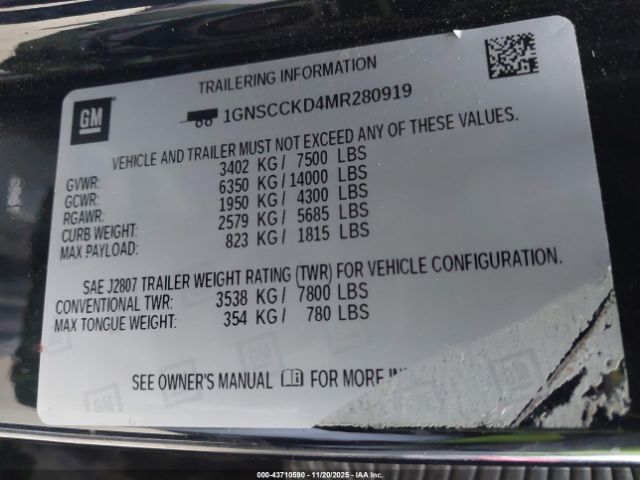 2021 CHEVROLET SUBURBAN 1GNSCCKD4MR280919 Photo 8