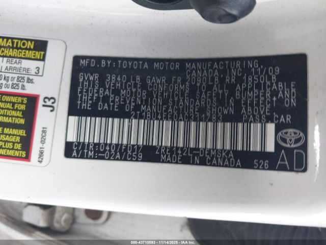 2010 TOYOTA COROLLA 2T1BU4EE0AC311783 Photo 8