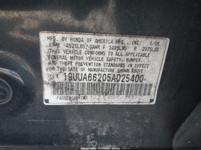 2005 ACURA TL 19UUA66205A025400 Photo 8