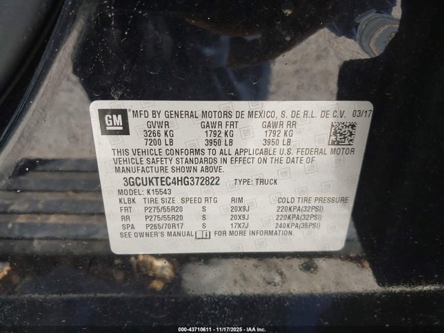 2017 CHEVROLET SILVERADO 1500 3GCUKTEC4HG372822 Photo 8