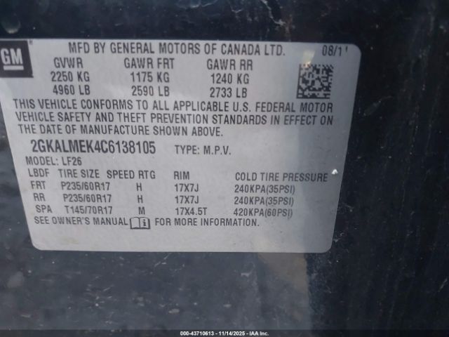 2012 GMC TERRAIN 2GKALMEK4C6138105 Photo 8