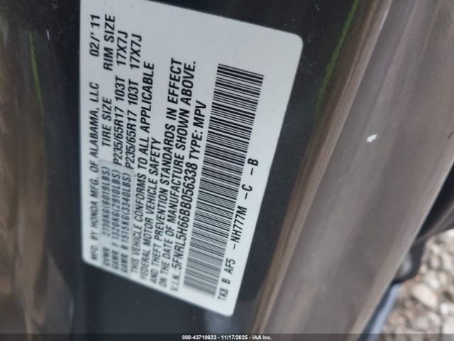 2011 HONDA ODYSSEY 5FNRL5H66BB056338 Photo 8