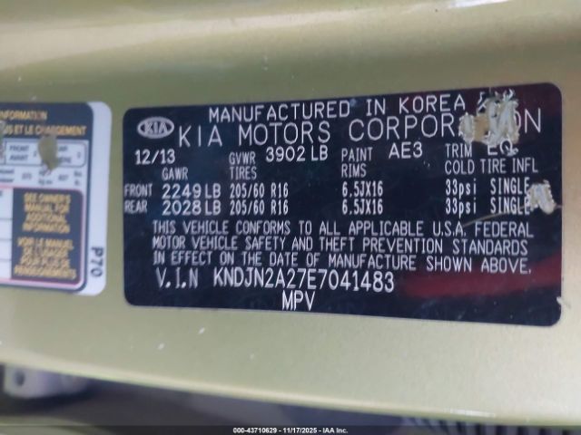 2014 KIA SOUL KNDJN2A27E7041483 Photo 8