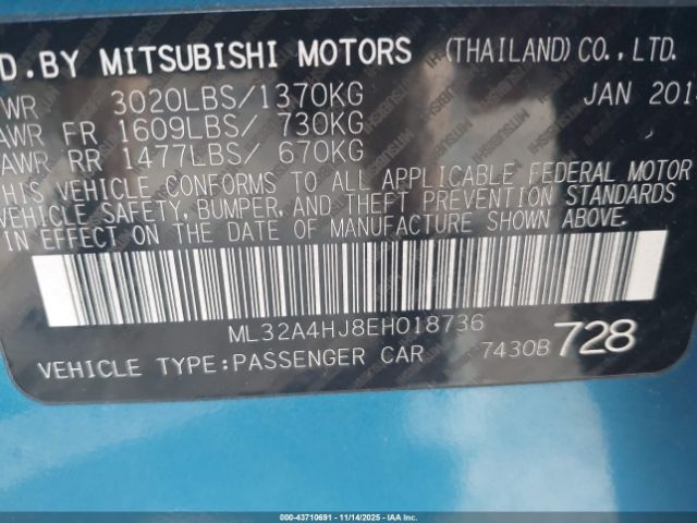 2014 MITSUBISHI MIRAGE ML32A4HJ8EH018736 Photo 8