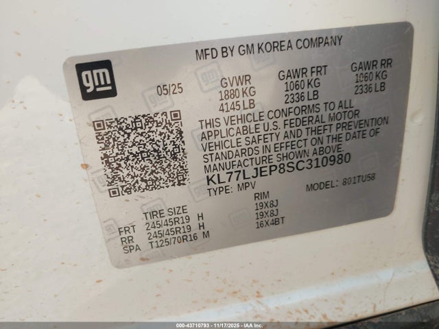KL77LJEP8SC310980 Chevrolet Trax Fwd 2rs