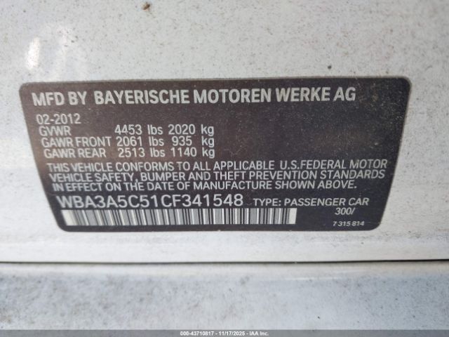 2012 BMW 328I WBA3A5C51CF341548 Photo 8