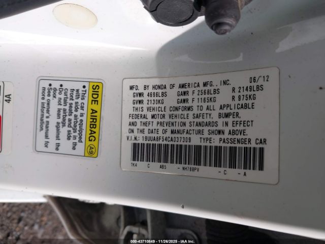 2012 ACURA TL 19UUA8F54CA037309 Photo 8