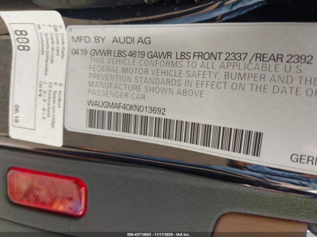 2019 AUDI A4 WAUGMAF40KN013692 Photo 8