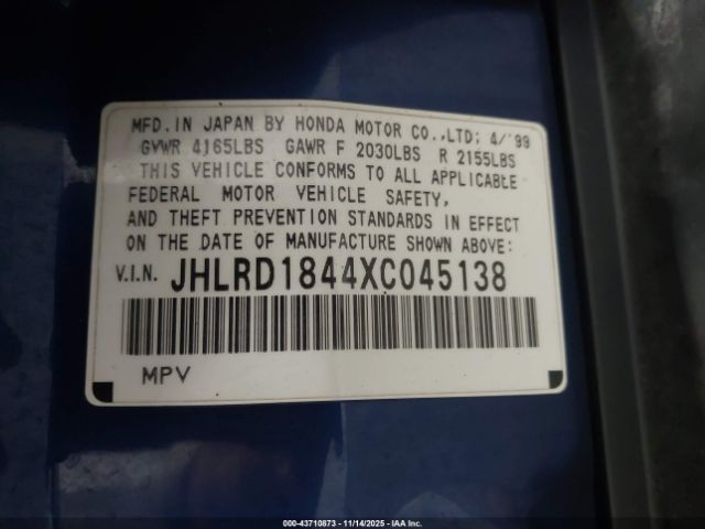 1999 HONDA CR-V JHLRD1844XC045138 Photo 8