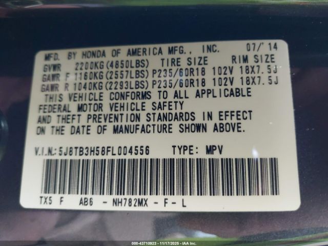 2015 ACURA RDX 5J8TB3H58FL004556 Photo 8