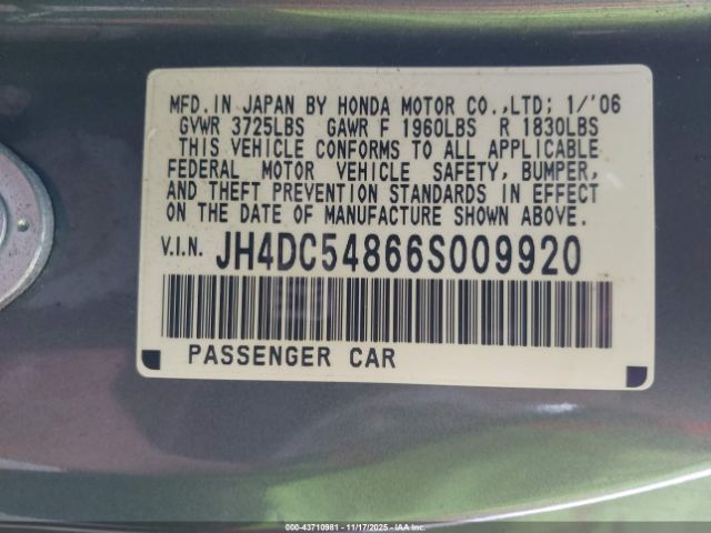 2006 ACURA RSX JH4DC54866S009920 Photo 8