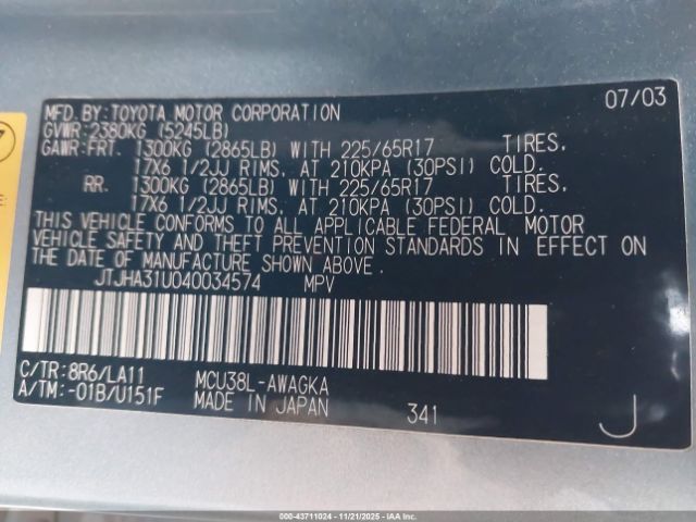 2004 LEXUS RX 330 JTJHA31U040034574 Photo 8