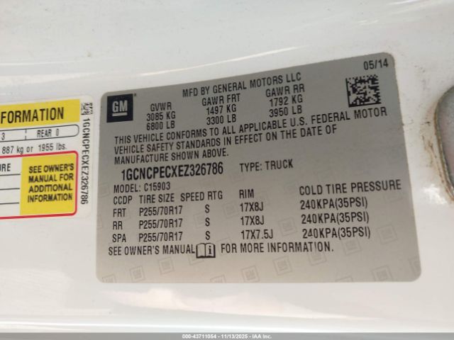 2014 CHEVROLET SILVERADO 1500 1GCNCPECXEZ326786 Photo 8