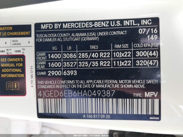 4JGED6EB6HA049387 Mercedes-Benz Amg Gle 43 Coupe 4matic