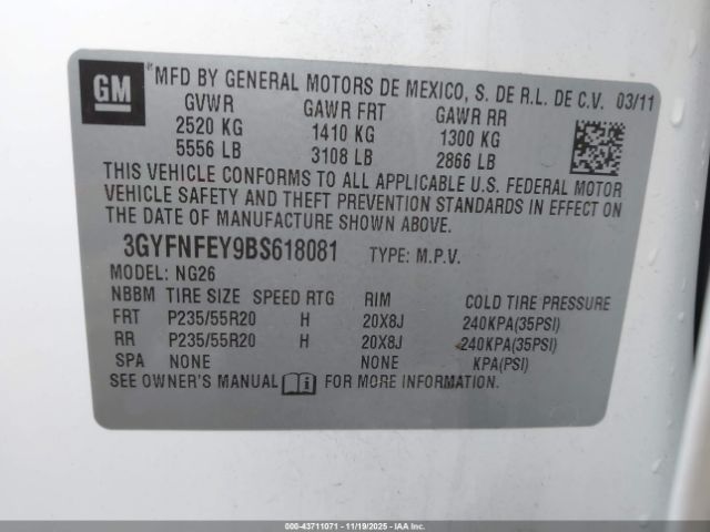 2011 CADILLAC SRX 3GYFNFEY9BS618081 Photo 8