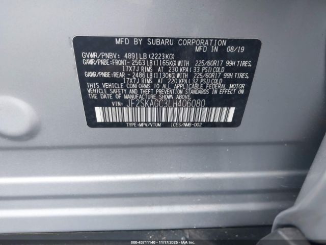 2020 SUBARU FORESTER JF2SKAGC3LH406080 Photo 8