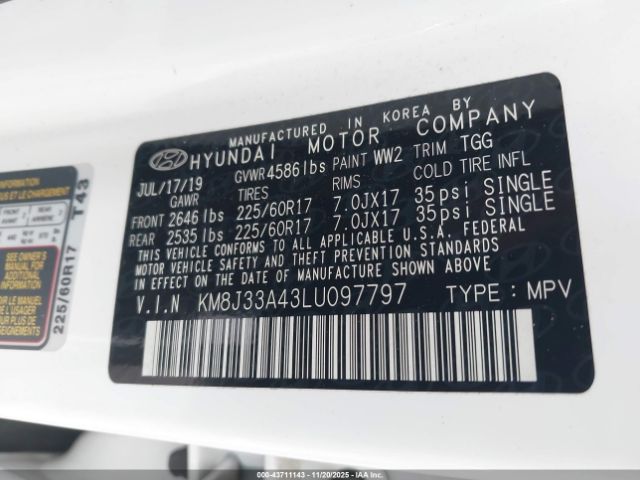 2020 HYUNDAI TUCSON KM8J33A43LU097797 Photo 8