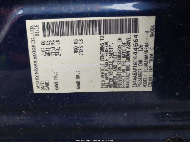 2016 NISSAN MAXIMA 1N4AA6AP1GC444664 Photo 8