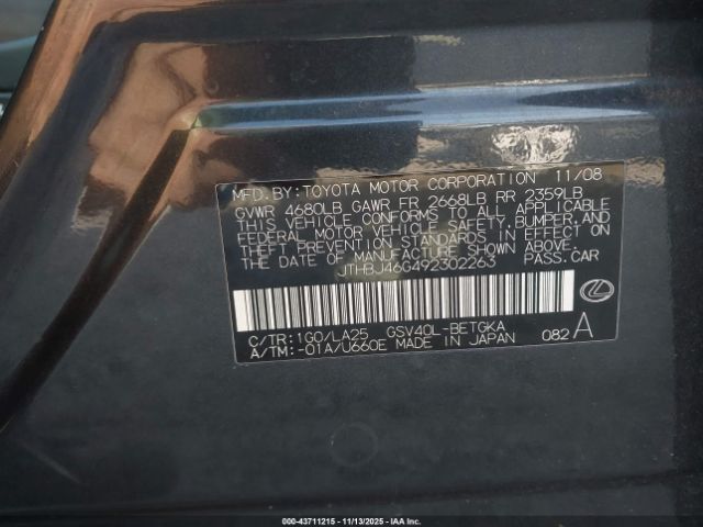 2009 LEXUS ES 350 JTHBJ46G492302263 Photo 8