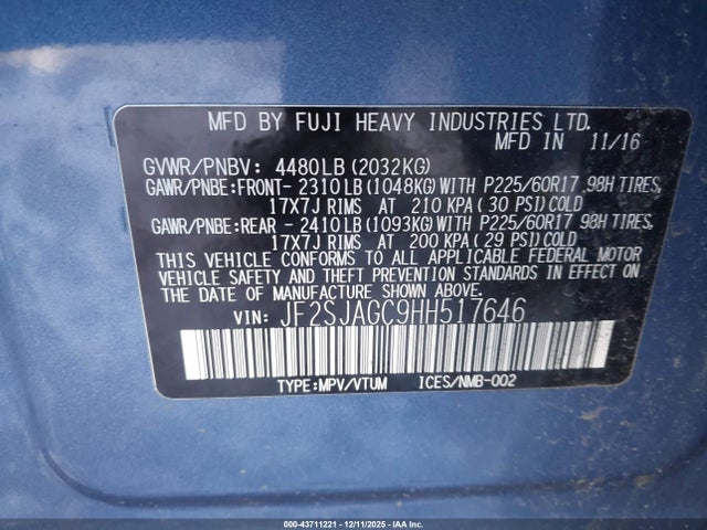 JF2SJAGC9HH517646 Subaru Forester 2.5i Premium