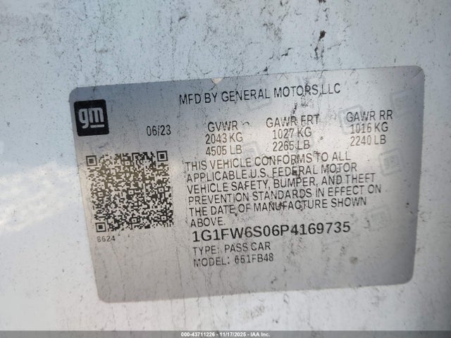 1G1FW6S06P4169735 Chevrolet Bolt Ev Fwd 1lt