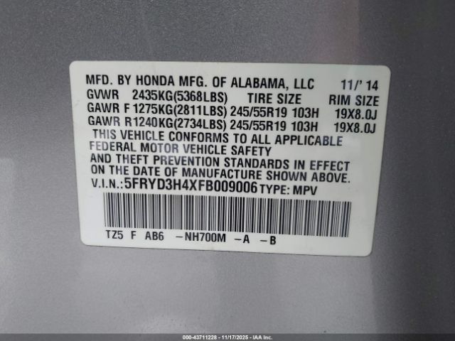 2015 ACURA MDX 5FRYD3H4XFB009006 Photo 8