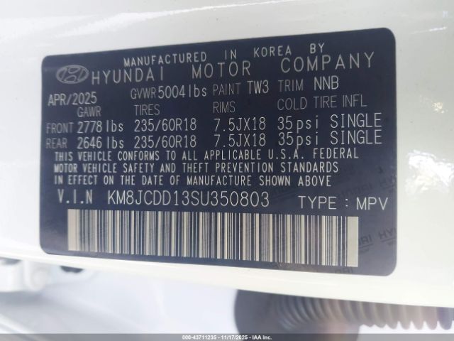 2025 HYUNDAI TUCSON HYBRID KM8JCDD13SU350803 Photo 8