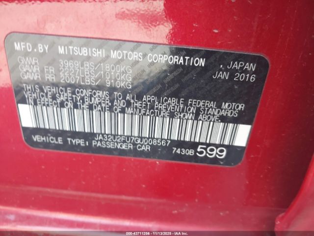 2016 MITSUBISHI LANCER JA32U2FU7GU008567 Photo 8
