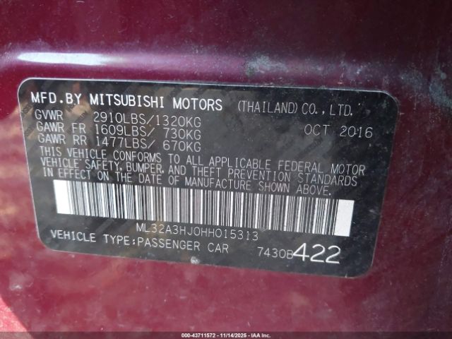 2017 MITSUBISHI MIRAGE ML32A3HJ0HH015313 Photo 8