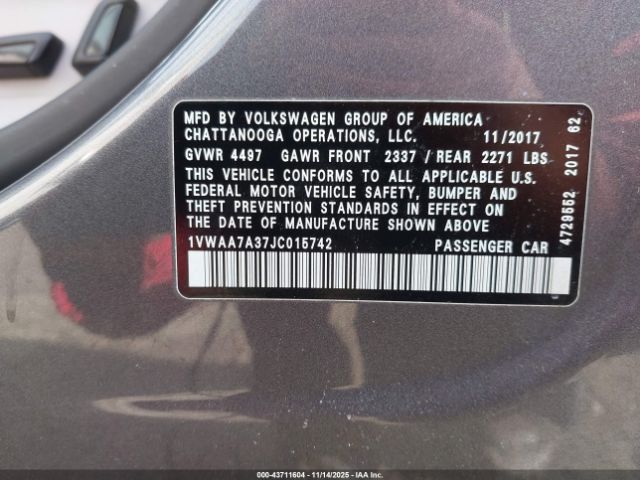 2018 VOLKSWAGEN PASSAT 1VWAA7A37JC015742 Photo 8