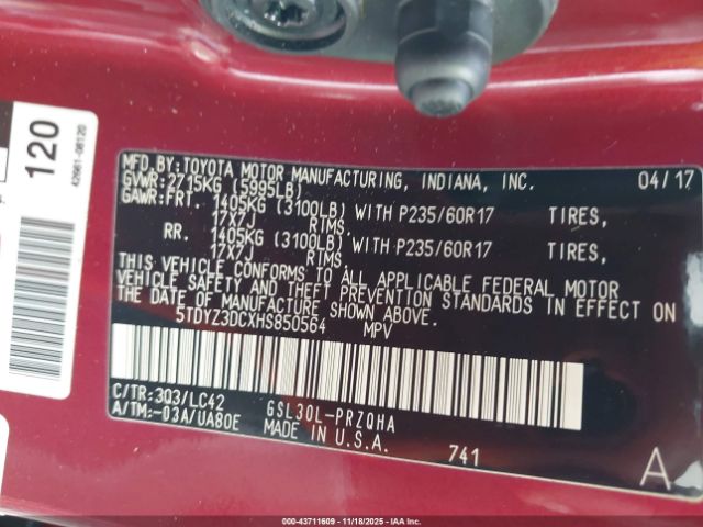 2017 TOYOTA SIENNA 5TDYZ3DCXHS850564 Photo 8