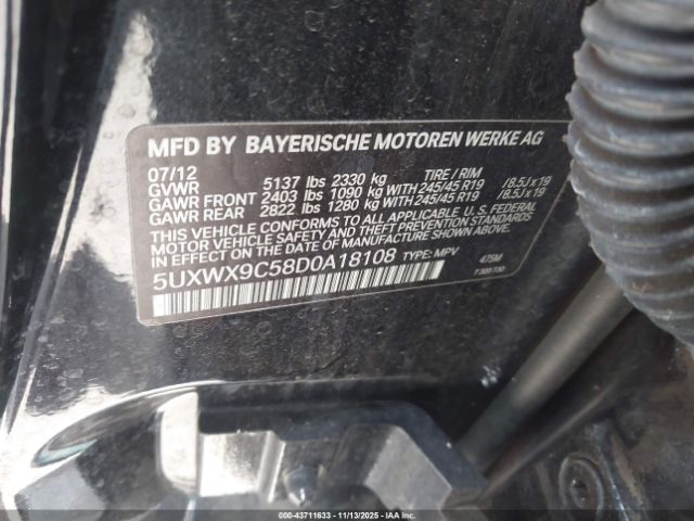 2013 BMW X3 5UXWX9C58D0A18108 Photo 8