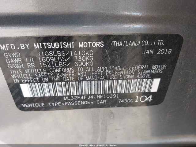 2018 MITSUBISHI MIRAGE G4 ML32F4FJ4JHF10391 Photo 8