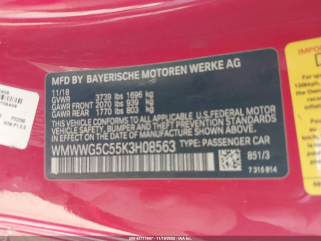 2019 MINI CONVERTIBLE WMWWG5C55K3H08563 Photo 8