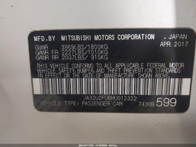 2017 MITSUBISHI LANCER JA32U2FU6HU012322 Photo 8