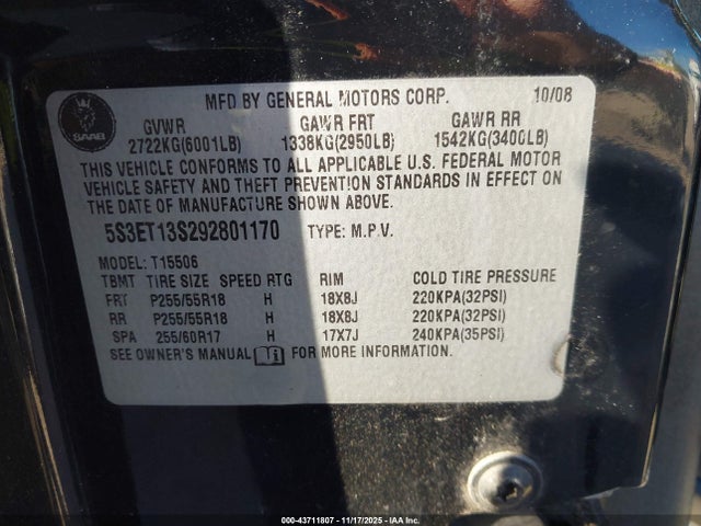 2009 SAAB 9-7X 5S3ET13S292801170 Photo 8