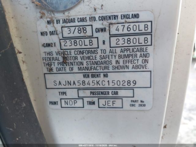 1989 JAGUAR XJS SAJNA5845KC150289 Photo 8