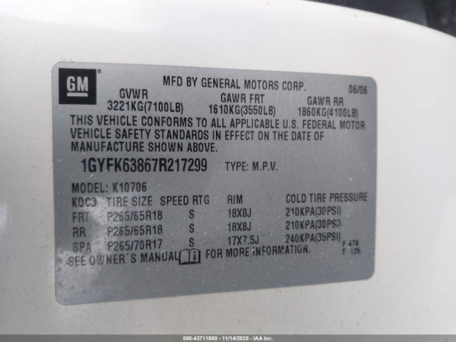 2007 CADILLAC ESCALADE 1GYFK63867R217299 Photo 8