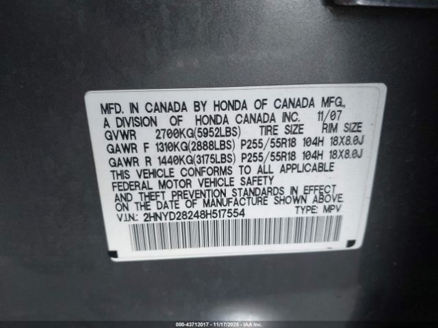 2008 ACURA MDX 2HNYD28248H517554 Photo 8